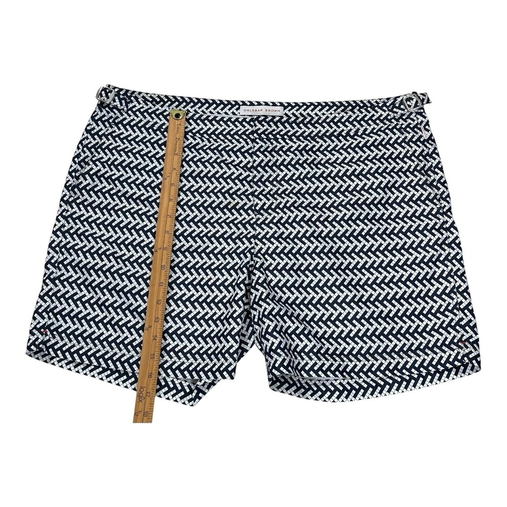 Orlebar Brown Bulldog Maro Navy Cloud Triangle Print Swim Trunks Size 40 - Picture 9 of 16